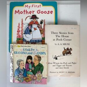 Vintage Winnie The Pooh Childrens Nursery Rhymes & Little Golden Book Set